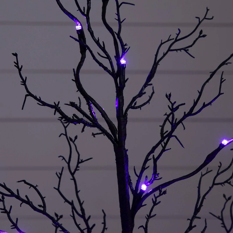 3ft. Pre-Lit Halloween Deluxe Black Twig Artificial Tree with 36 Orange & Purple LED Lights