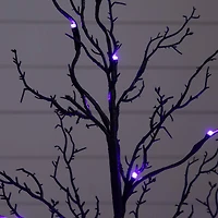 3ft. Pre-Lit Halloween Deluxe Black Twig Artificial Tree with 36 Orange & Purple LED Lights