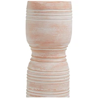 Whitewashed Ribbed Terracotta Candle Holder Set