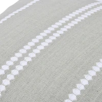 Hello Honey® Gray Square Embroidered Multistripe Cotton Pillow Cover