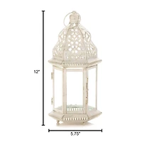 12'' Sublime Distressed White Lantern