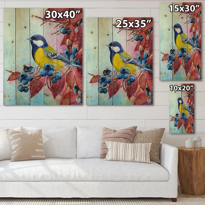 Designart - Bright Bird Bullfinch Sitting On A Branch II