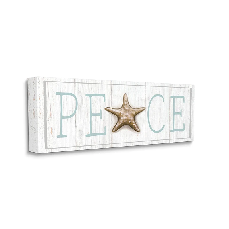 Stupell Industries Peace Seasonal Starfish Sign Canvas Wall Art