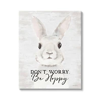Stupell Industries Don't Worry Be Hoppy Easter Bunny Rabbit Pun Canvas Wall Art