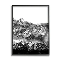 Stupell Industries Snow Cap Mountains High Contrast Black White Landscape Framed Wall Art