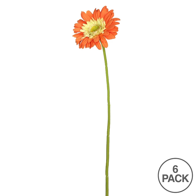 Orange Gerbera Daisy Artificial Stems, 6ct.