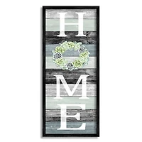 Stupell Industries Succulent Wreath Welcome Home Sign Green Black Framed Wall Art