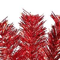 4ft. Pre-Lit Red Artificial Tinsel Christmas Tree, Clear Lights