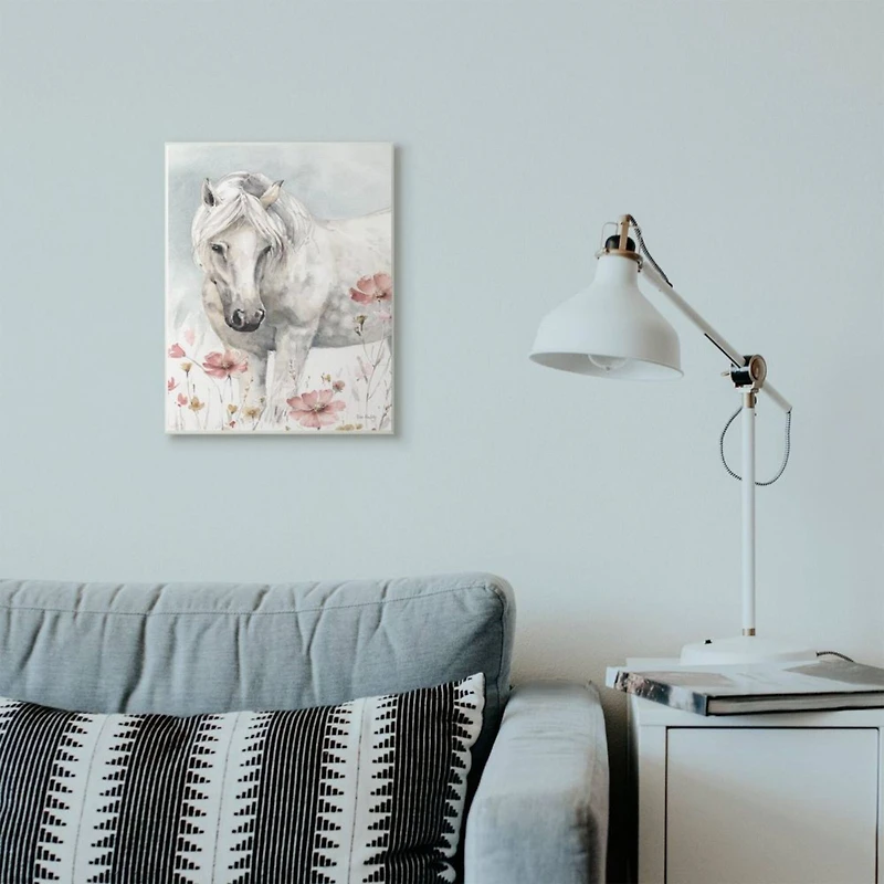 Stupell Industries Beautiful Horse Pink Flower Wall Plaque