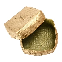 Hello Honey® Gold Hand-Woven Seagrass Baskets with Lids Set