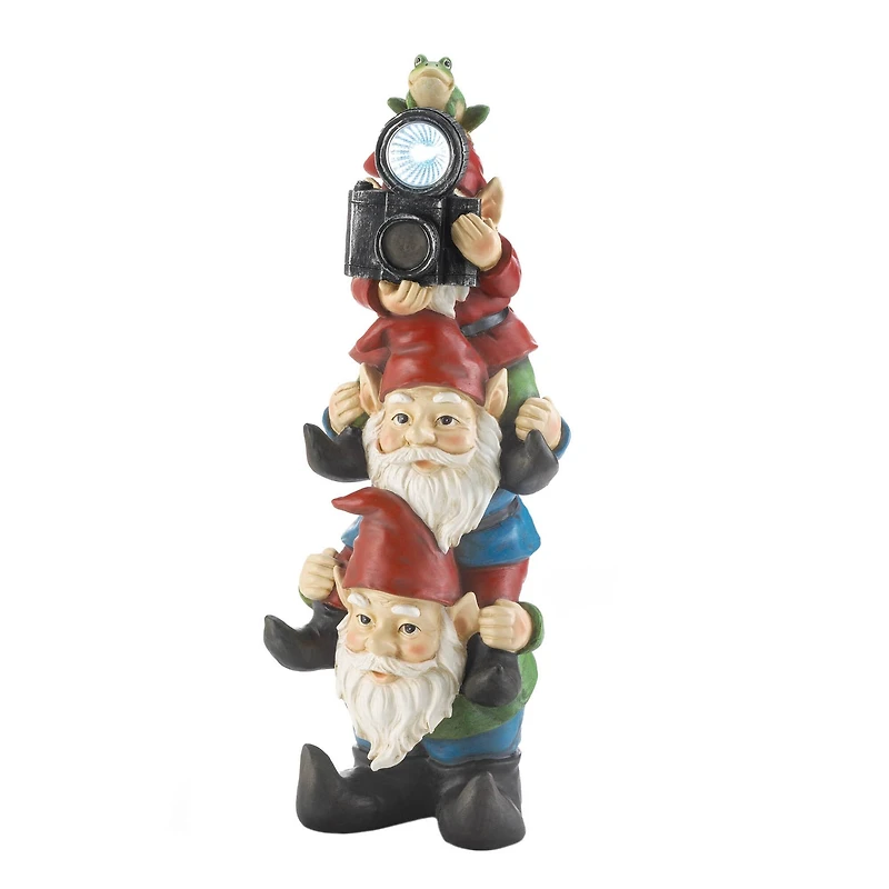 15.5" Stacked Gnomes Solar Figurine