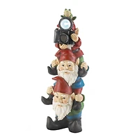 15.5" Stacked Gnomes Solar Figurine