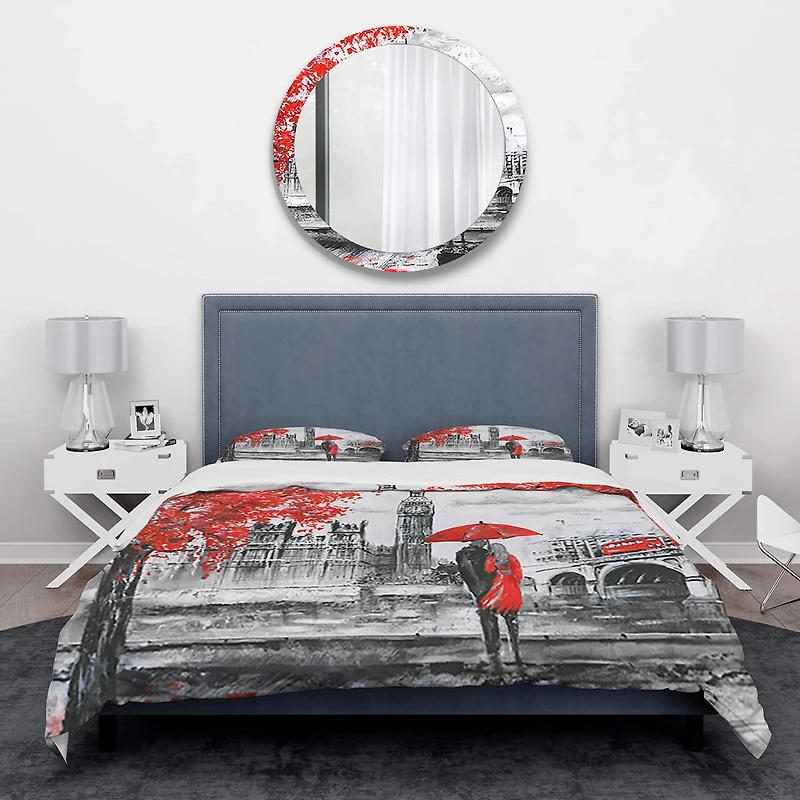 Designart 'Couples Walking in London' London UK Bedding Set