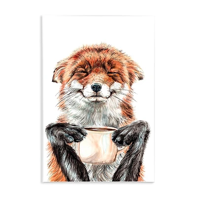 Stupell Industries Happy Fox with Coffee Wall Plaque Art