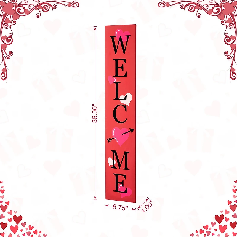 Glitzhome® 36" Valentine's Wooden Welcome Porch Sign