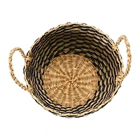 Hello Honey® Black & Natural Hand-Woven Seagrass Baskets with Handles Set