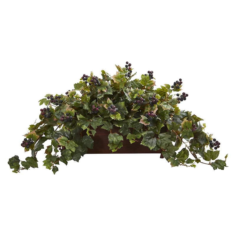 18" Grape Leaf in Rectangular Decorative Planter