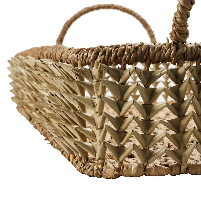 2.5ft. Natural Hand-Woven Buri Palm Tray with Handles