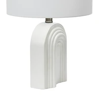 Hello Honey® 19" Carved Arch Stoneware Table Lamp with Linen Drum Shade