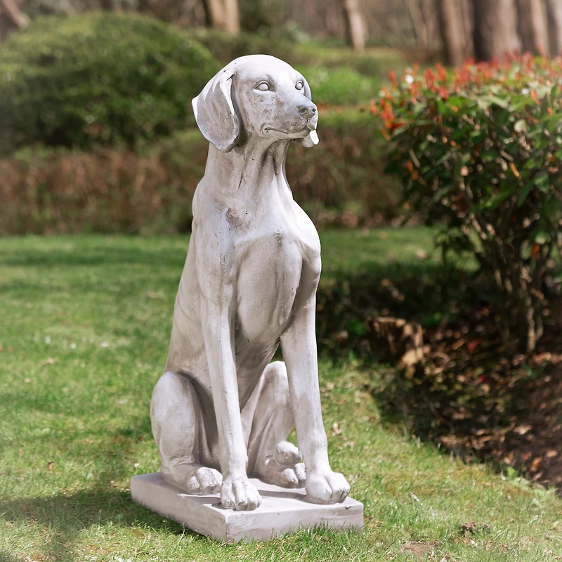 Glitzhome® 28.25" Light Gray Sitting Labrador Retriever Dog Statues, 2ct.