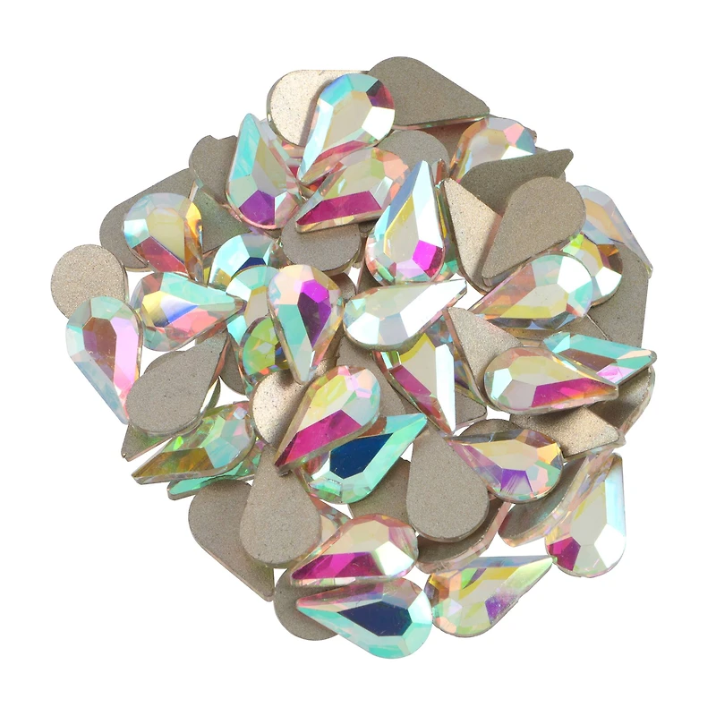 Clear Aurora Borealis Teardrop Flatback Glass Rhinestones, 288ct. by Bead Landing™
