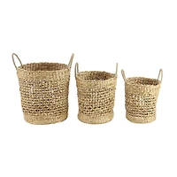 Brown Seagrass Natural Storage Basket Set