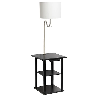 Simple Designs 57" 2 Tier Floor Lamp with USB & Outlet