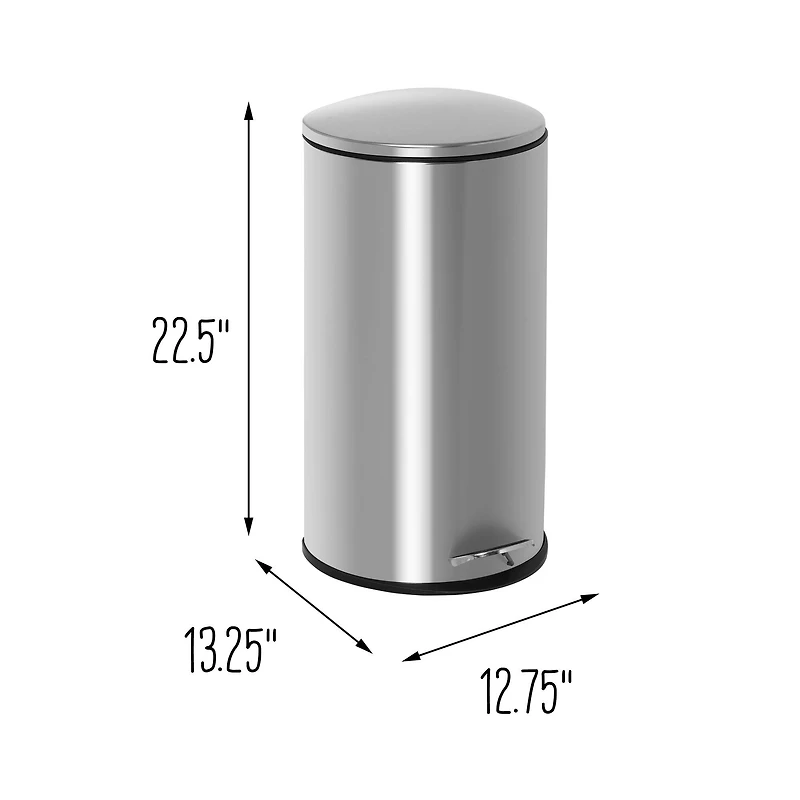 30L Semi-Round Stainless Steel Step Trash Can With Lid