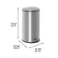 30L Semi-Round Stainless Steel Step Trash Can With Lid