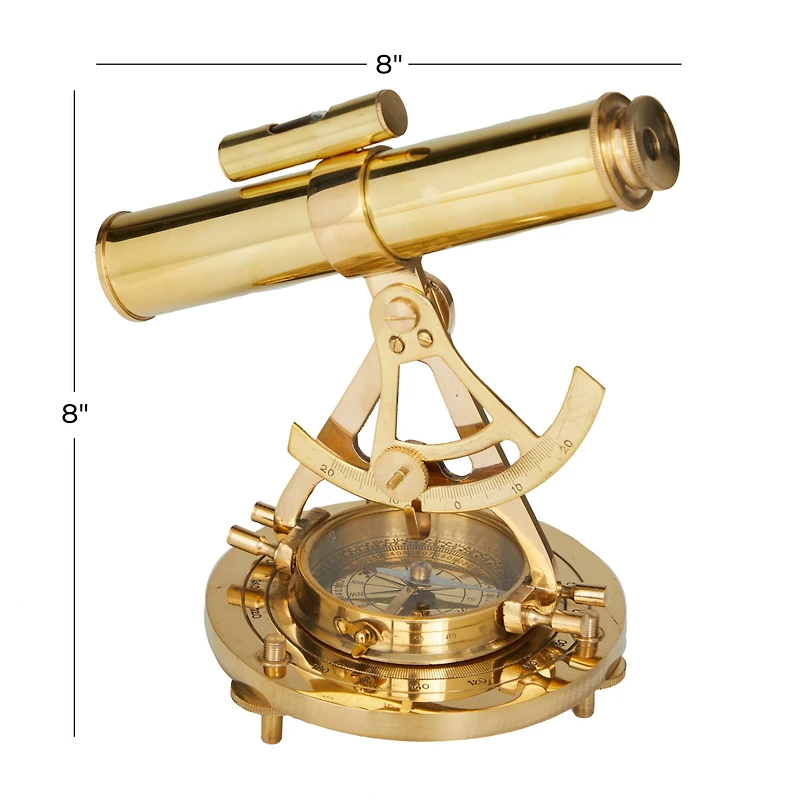 Brass Coastal Telescope Compass, 8" x 8" x 8"
