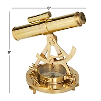Brass Coastal Telescope Compass, 8" x 8" x 8"