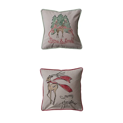 Hello Honey® 20" Reindeer Cotton Chambray Printed Pillow Set