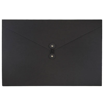 JAM Paper Black Kraft Portfolio with Button and String Tie Closure 9.25" x 14.375"