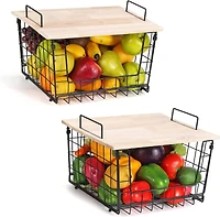NEX™ Kitchen Countertop Storage Basket with Wood Lid, 2ct.