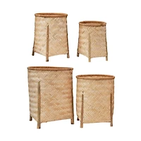 Hello Honey® Natural Woven Bamboo Baskets with Legs Set