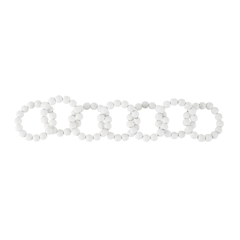 20" White Wood Chain Beaded 7 Link Sculpture