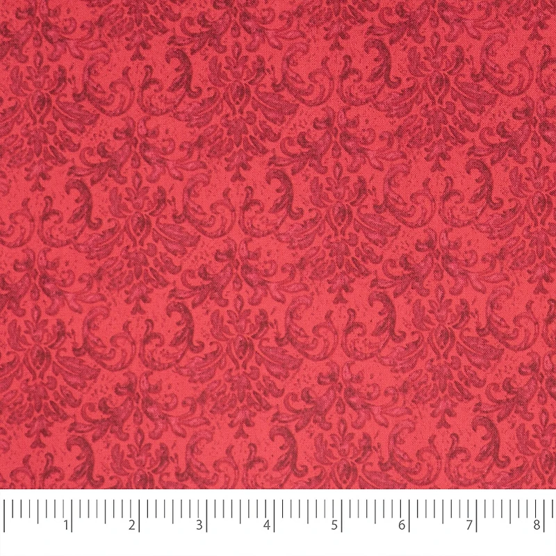 SINGER Red Damask Print Ringspun Cotton Fabric