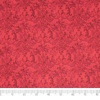 SINGER Red Damask Print Ringspun Cotton Fabric