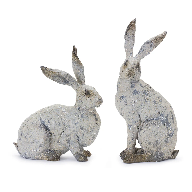 Weathered Rabbit Statue Set