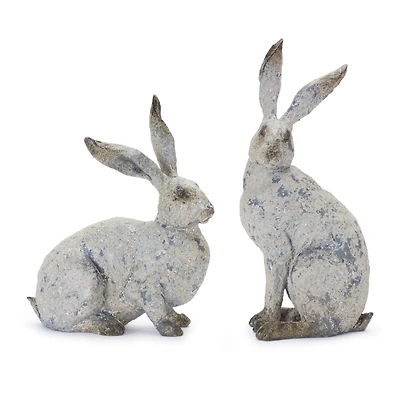 Weathered Rabbit Statue Set