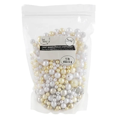 White, Cream & Gold Pearl Plastic Mix Craft Beads by Bead Landing®