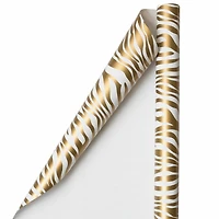 JAM Paper Safari Gold & White Zebra Gift Wrap, 2ct.