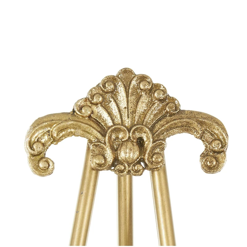 66.5" Gold Metal Foldable 2-Tier Display Easel with Scroll Finial