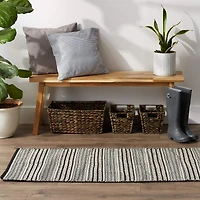 DII® Black Dobby Stripe Hand-Loomed Rug, 2.5ft. x 6ft.