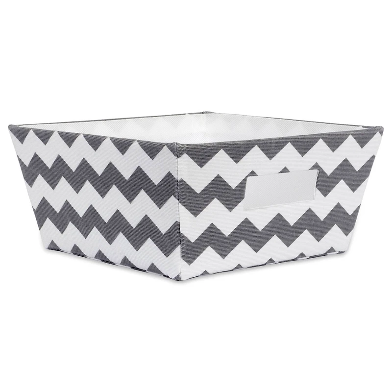 Gray Polyester Chevron Trapezoid Bin Set