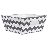 Gray Polyester Chevron Trapezoid Bin Set