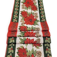 Wizardi 13.75" x 67" Poinsettia Christmas Table Runner