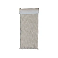Hello Honey® 108" Natural Woven Cotton Slub Table Runner with Metallic Gold Thread & Fringe