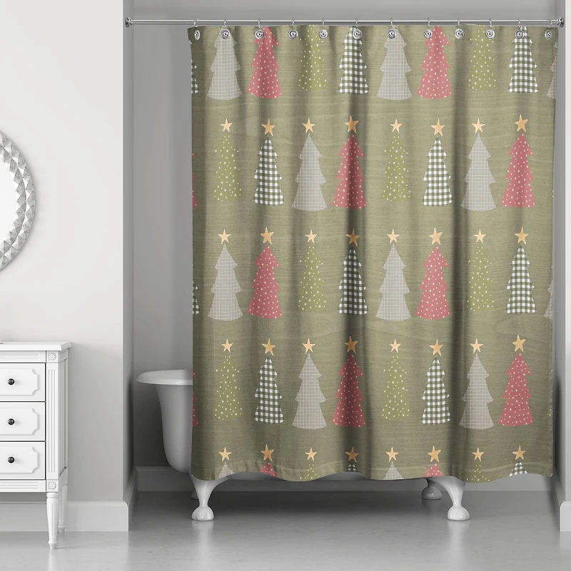 Green Tree Pattern Shower Curtain