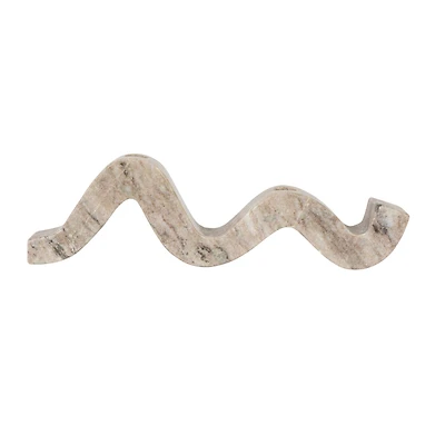 Hello Honey® 14.5" Beige Modern Marble and Brass Wave Double Taper Holder